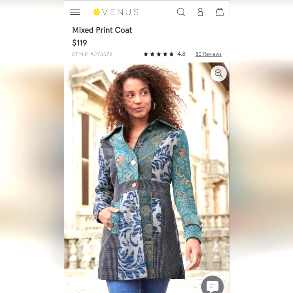 Venus Mixed Print Coat